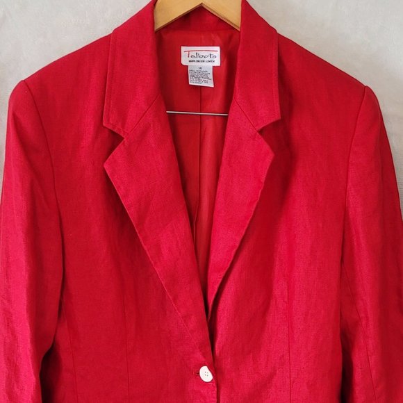 Talbots, Irish Linen cherry red blazer - Picture 1 of 4